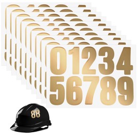 Giantree 10 Sheets/100 Pcs Helmet Numbers Sticker, Self Adhesive Sports Number Stickers 1.5" Vinyl Waterproof Softball Helmet Stickers Gold for Baseball Hockey Football Batting