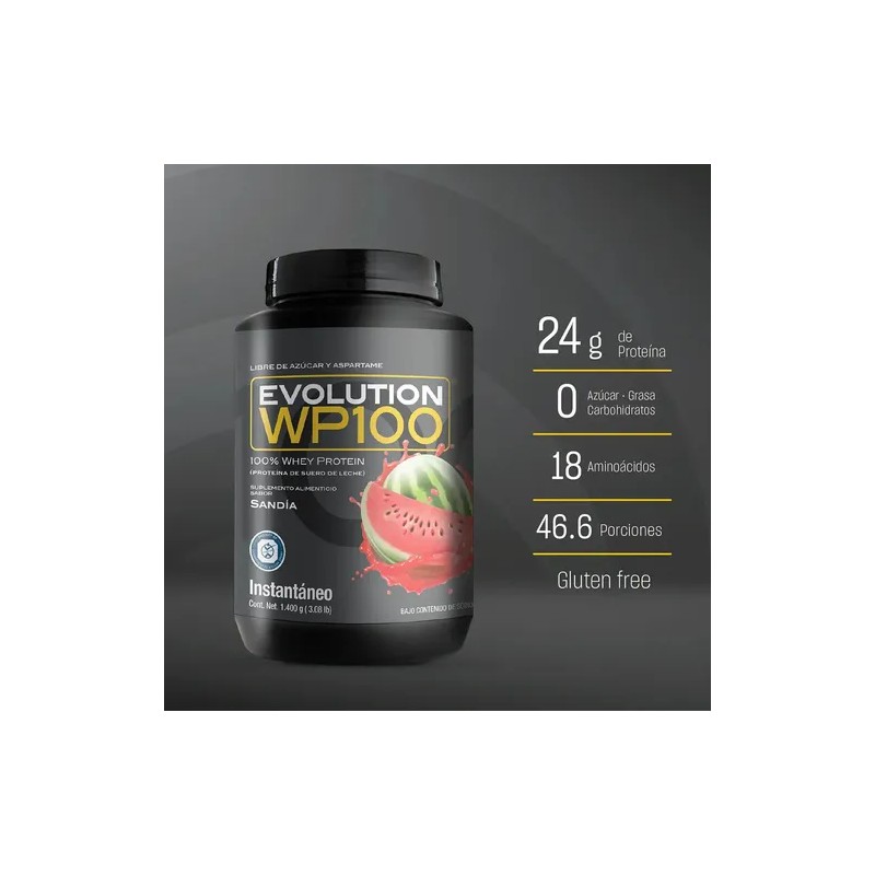 Proteína Whey WP100 Evolution Nutraceutical 1400g Sabor Sandía