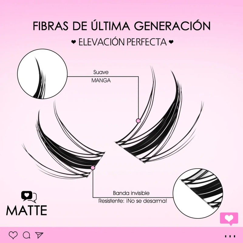 Wosheer Kit De Extensiones Pestañas 8-18mm Pestañas (matte)