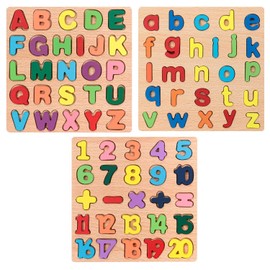 HINFHI 3 Pieces Of Wooden Color Puzzles, Digital Letter Puzzle Board, Creative And Fun, Puzzle Toys, Small Gift For Early Childhood Education Learning.