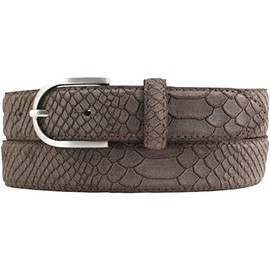 BELTINGER Women's Belt with Python Embossing 3 cm Leather Belt for Women 30 mm Snake Look Snake Pattern Python Pattern, Brown, silver,