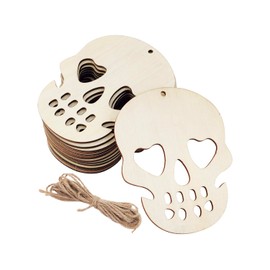 30 Pack 4 Inch Wood Skull Cutouts Unfinished Wood Skull Crafts Wooden Skull Hanging Ornaments DIY Skull Craft Gift Tags for Home Party Decoration Craft Project