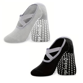 CarPlusStudio 2 Pairs Yoga Socks for Women, Pilates Socks for Women with Grips, Non-Slip Five Toe Socks for Pilates, Barre, Ballet, Dance, Workout, Fitness