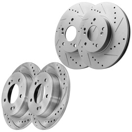 AUTOSTEADY 11.0" Front & 10.31" Rear Brake Rotors Replacement for 2014 2015 2016 2017-2021 Kia Forte Soul, Forte5 Forte Koup, Hyundai Coupe Elantra GT Kona Veloster Venue Drilled and Slotted Brakes