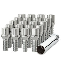 DPAccessories 20 Chrome 14x1.5B Spline Tuner Lug Bolts for Aftermarket Wheels - 27mm Shank BS27K5HC-CH04020