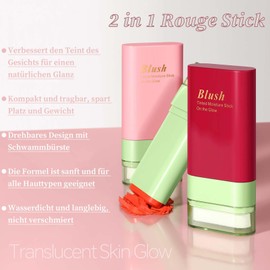 EONFAVE 2-In-1 Blush Stick, Creme Rouge Stick mit Brush, Multi Blush Stick für Wangen Lippen Augen, Feuchtigkeitsspendend, Langanhaltend, Wischfest, Matte Rouge für einen natürlichen Look（#01 Rose)