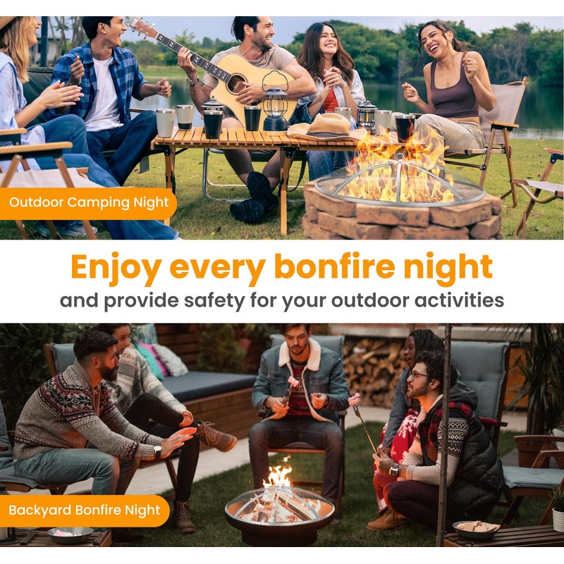 Baitedelai Fire Pit Spark Screen 30 Inch Round, Heavy Duty
