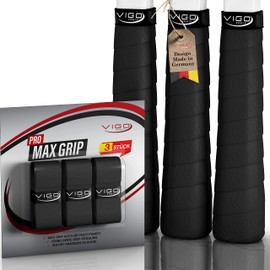 VIGO SPORTS - Pro Maxgrip [Set of 3] Overgrip Tennis Racket Grip Tape with Special Profile for Ultimate Grip - Tennis Grip Tape for Optimal Racket Control with Easy Assembly