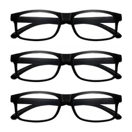 CVVTSPE 3 Pack Black HD Reading Glasses Anti-Blue Light Anti-Fatigue, Anti-Dry Eyes, Ladies Men, Anti-UV/Anti-Glare Filter Lightweight Reader