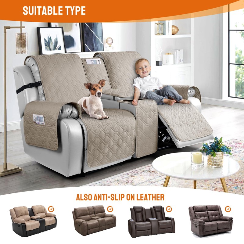 VANSOFY Loveseat Recliner Cover with Console 100% Waterproof Sofa Slipcovers