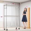 M MZG Heavy Duty Rolling Garment Rack 3 Tiers Adjustable