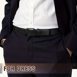 VONMELLI Men's Belt Genuine Leather Belt for Men Dress Casual Golf Jeans Pants 1 3/8" Black Fits Waist 40"-46"