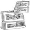 Auto Dynasty 4PCS LED DRL Headlight Lamps Compatible with Chevy Silverado Avalanche 1500 2500 3500 03 04 05 06 / Chevy Silverado Classic Models 07, Driver and Passenger Side, Chrome Housing Clear Lens