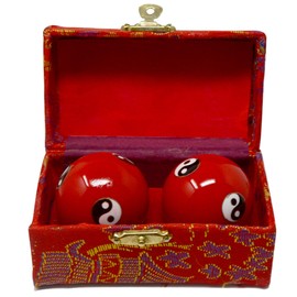 Fengshuibringluck Chinese Feng Shui Yin-Yang 1.65'' Baoding Ball Health Exercise Ball Meditation Hand Balls (Red)