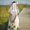 Double Bow Pearl Veil，Two Tier Wedding Veil Bridal Tulle Veils