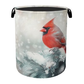 Red Cardinal Foldable Laundry Hamper - Waterproof Fabric Storage Basket with Handles, Clothes Hampers for Laundry,Bedroom,Dorm