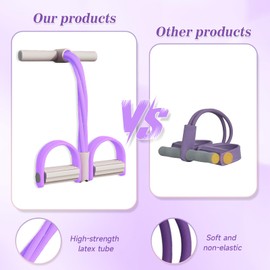 3Pcs Exercise Equipment for Home Use, 6-Tube Elastic Resistance Band with Pedal Puller, Sit Up Exercise Equipment, Abdominal Trainer with Resistance Bands, for Abdomen/Arm/Leg Stretching Training