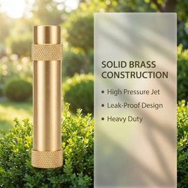 Wiseflow Brass Twist Hose Nozzle, High Pressure Adjustable Spray, 2 Rubber Washers, Heavy Duty Brass Garden Hose Nozzle for Watering Plants and Lawn, Car Washing, Patio and Pet