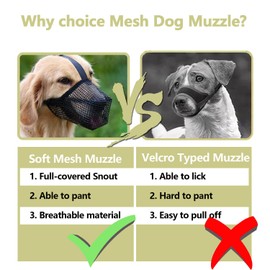 Mesh Dog Muzzle for Extra Large Sized Dogs, Whongkidz Air Mesh Basket Muzzle with Adjustable Straps Full-Covered Dog Mouth Guard Breathable No Biting Barking Chewing Licking (Black, XL)