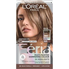 L'Oréal Paris Feria Multi-Faceted Shimmering Permanent Hair Color, B61 Downtown Brown (Hi-Lift Cool Brown) (1 Kit) Hair Dye
