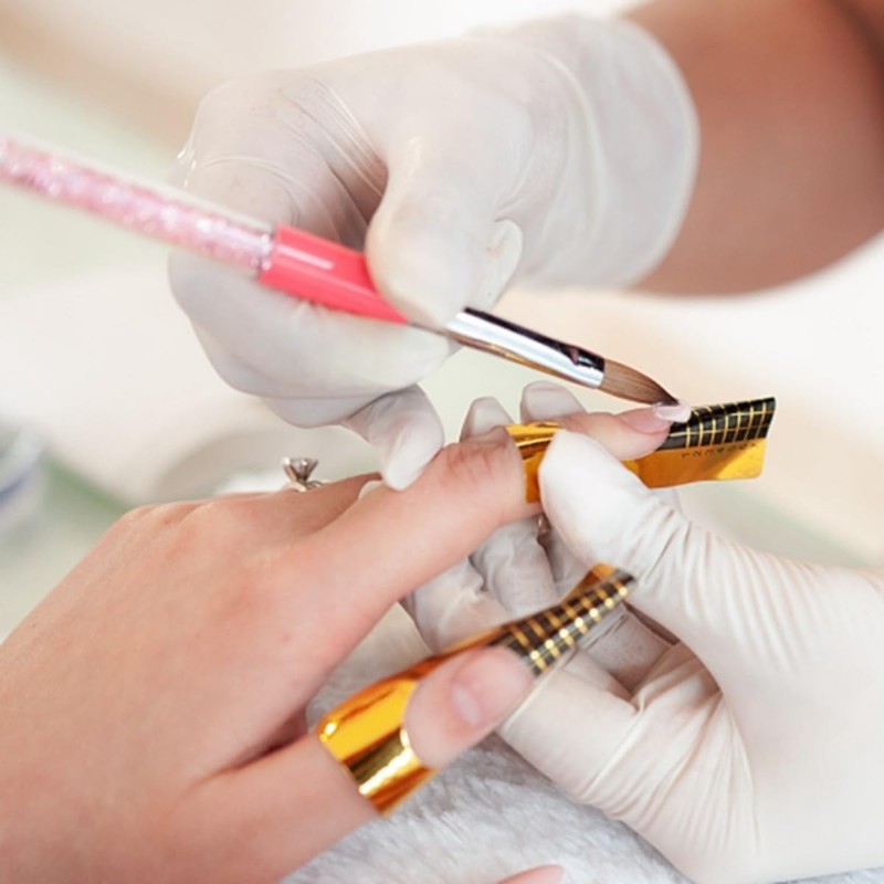 500 Pcs Nail Forms Gold Horseshoe Nail Extension Guide Paper