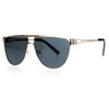 Unisex Fashion Sunglasses Flat Top Metal Frame Trendy Designer Gold,
