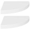 2 PCS White MDF Floating Corner Shelves 13.8\"x13.8\"x1.5\" Wall &