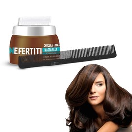 Mascarilla Chocola-T Max con queratina y extracto de cacao y bamb para cabello daado, sin elasticidad, suave y brillante  peine y gorro de bao ALFAMAR