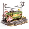 ROBOTIME 3D Puzzle Wooden Sakura Tram with Lights, Model Kit