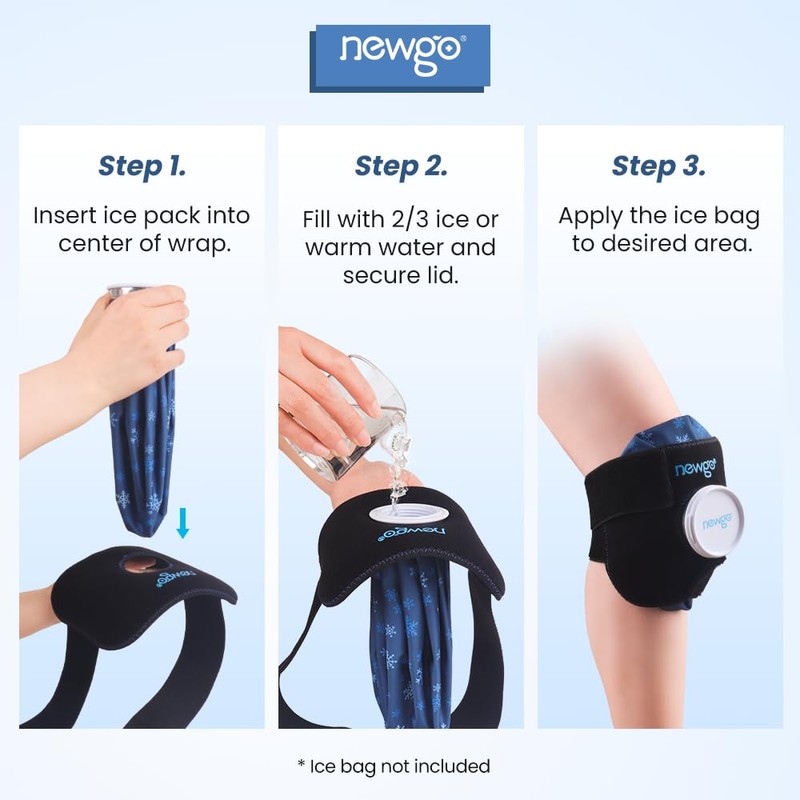 NEWGO Elastic Ice Bag Cold Ice Pack Strap, Adjustable Ice