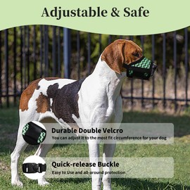 JOYPAWS Dog Muzzle, Comfortable Air Mesh Breathable Muzzle Wavy Stripe Adjustable Drinkable Loop Pattern Pets Muzzles for Large Dogs, Stop Biting Barking and Chewing for Doberman Green XL