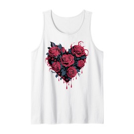 Melting Red Roses Heart Valentines Day Flower Rose Lover Tank Top