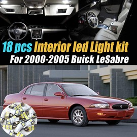 18Pc Super White 6000k Car Interior LED Light Bulb Kit Pack Compatible with 2000-2005 Buick LeSabre
