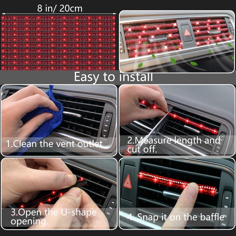 NBTEPEM 27 PCs Red Bling Car Accessories Set for Women,