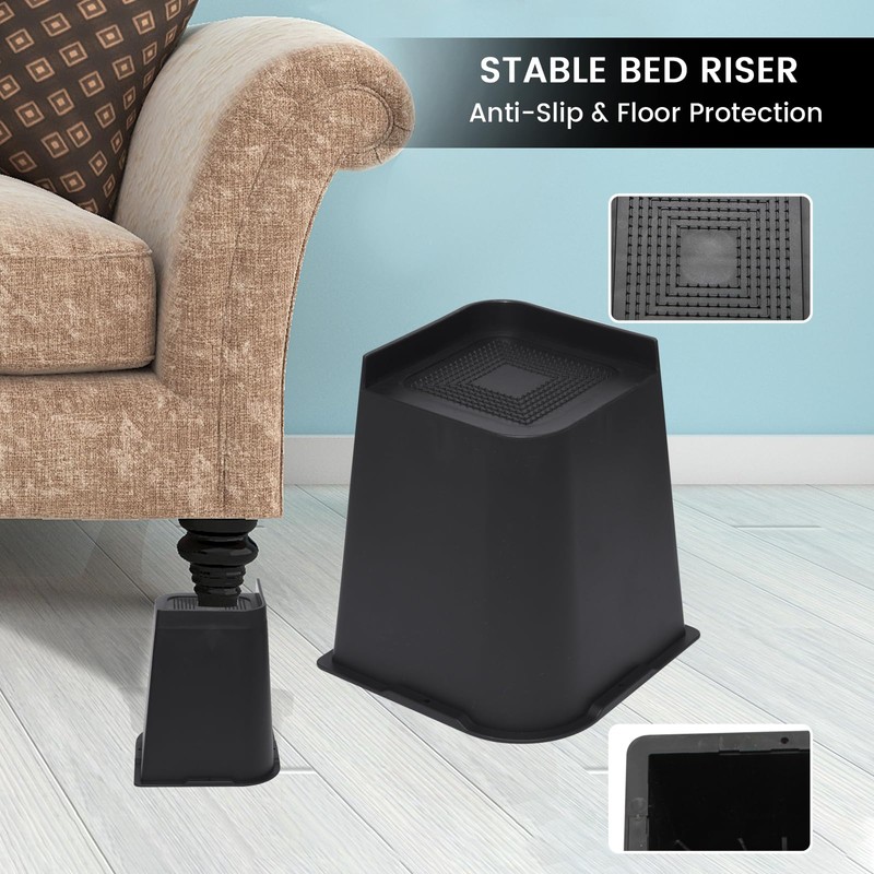 MYMULIKE Bed Risers 8 inch, Oversized Furniture Risers, Support Up