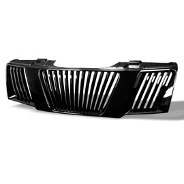 Glossy Black Vertical Front Hood Bumper Grill Grille Guard ABS Compatible With 05-08 Frontier / 05-07 Pathfinder