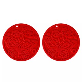Invisioncorp 2pc Silicone 7-Inch Trivet Mats Heat Resistant Non-Slip Hot Pot Pads for Kitchen