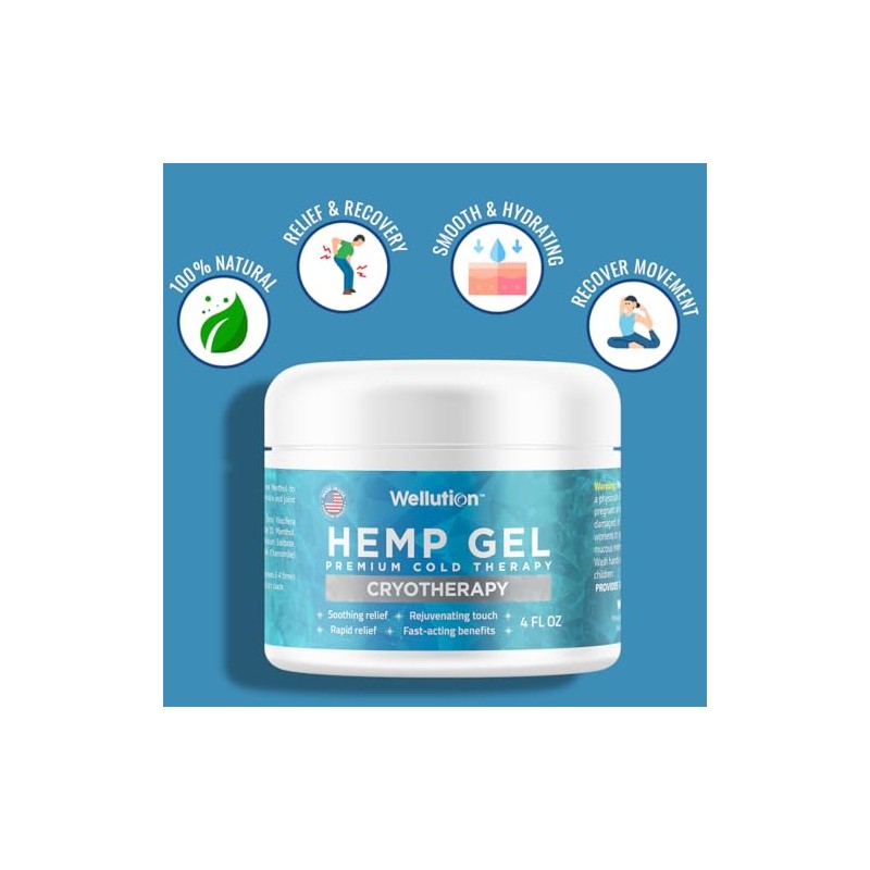 WELLUTION Cryotherapy Hemp Gel – Gentle Cooling Sensation with Menthol