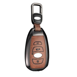 RXXR Brown Car Key Cover for Subaru Forester Outback BRZ Legacy CrossTrek ,4 Buttons Key Set zinc Alloy car Key Protection Set.