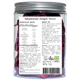 Drink Botanicals Ireland | Dried Dehydrated Purple Dragon Fruit Slices | 30+ Slices | 100% Natural | 150 Grams, 5.29 OZ | Non-GMO | Dried Dragon Fruit for Garnishing, Baking, Cakes | Pet Jar