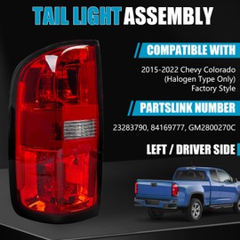 YESENTECH Tail Light Assembly Fits for Chevy Colorado 15-22, Halogen Left