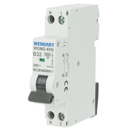 Wengart Miniature Circuit Breaker WGM2-40N, AC230V 1P+N 6kA B-Char, Electrical Safety Switch for Household/Industrial, Easy to Install (32A)