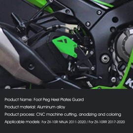 Motorcycle Foot Peg Heel Plates Guard for ZX-10R ZX10R 2011-2021 for ZX-10RR ZX10RR 2017-2020 Green