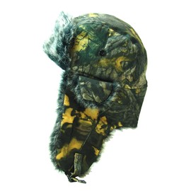 Furocity Hats 100% Polyester Fur Leafy Camo Trapper Hat - Autumn