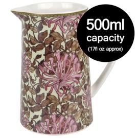 Lesser & Pavey British Designed Jug for Kitchen and Home | Lovely Printed Jug for Milk Water Juice and Other Needs | Honeysuckle Jug for Home & Office Kitchens - William Morris
