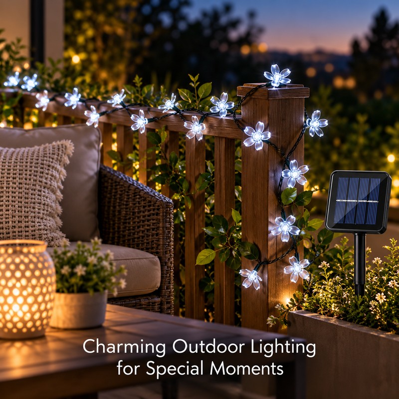 Solar Cherry Blossom String Lights for Outdoor Decoration – 20