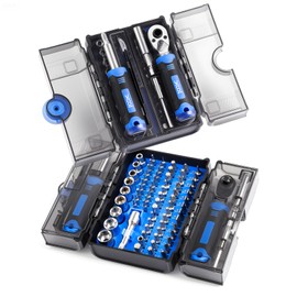 XOOL 78-Piece Ratchet Wrench & Screwdriver Tool Set with Metric 1/4" Sockets 4–12mm, Magnetic Precision & Standard Bits for Electronics, Home Repair & DIY