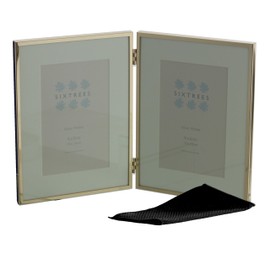 Sixtrees Park Lane 275346D(MIF) Polished Gold Metal Folding 4 x 6 inch Photo Frame with Mount - Complete with microfibre polishing cloth.