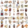 50Pcs Vintage Stickers Pack, Retr Cafe Retro Music Stickers for
