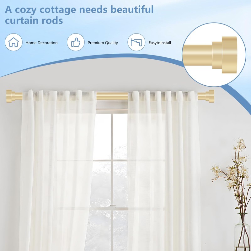 Gold Curtain Rods for Windows 30 to 42 Inch(2.5-3.5ft), 1